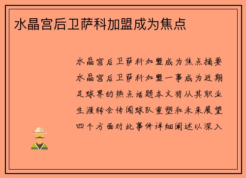 水晶宫后卫萨科加盟成为焦点 水晶宫后卫萨科加盟成为焦点